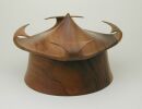 walnut pagoda box. diam 15 cm