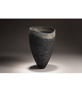 Grand vase noir/gris, évasé