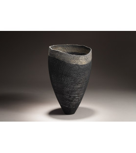 Large open black/grey vase