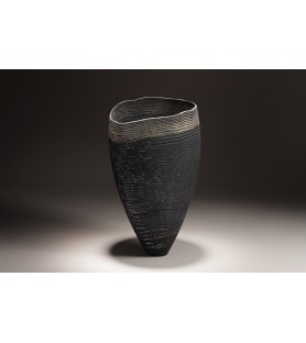 Grand vase noir/gris, évasé
